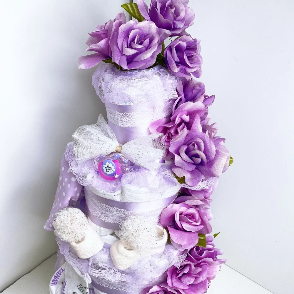 Flowers Diaper Cake, Easter Baby Shower